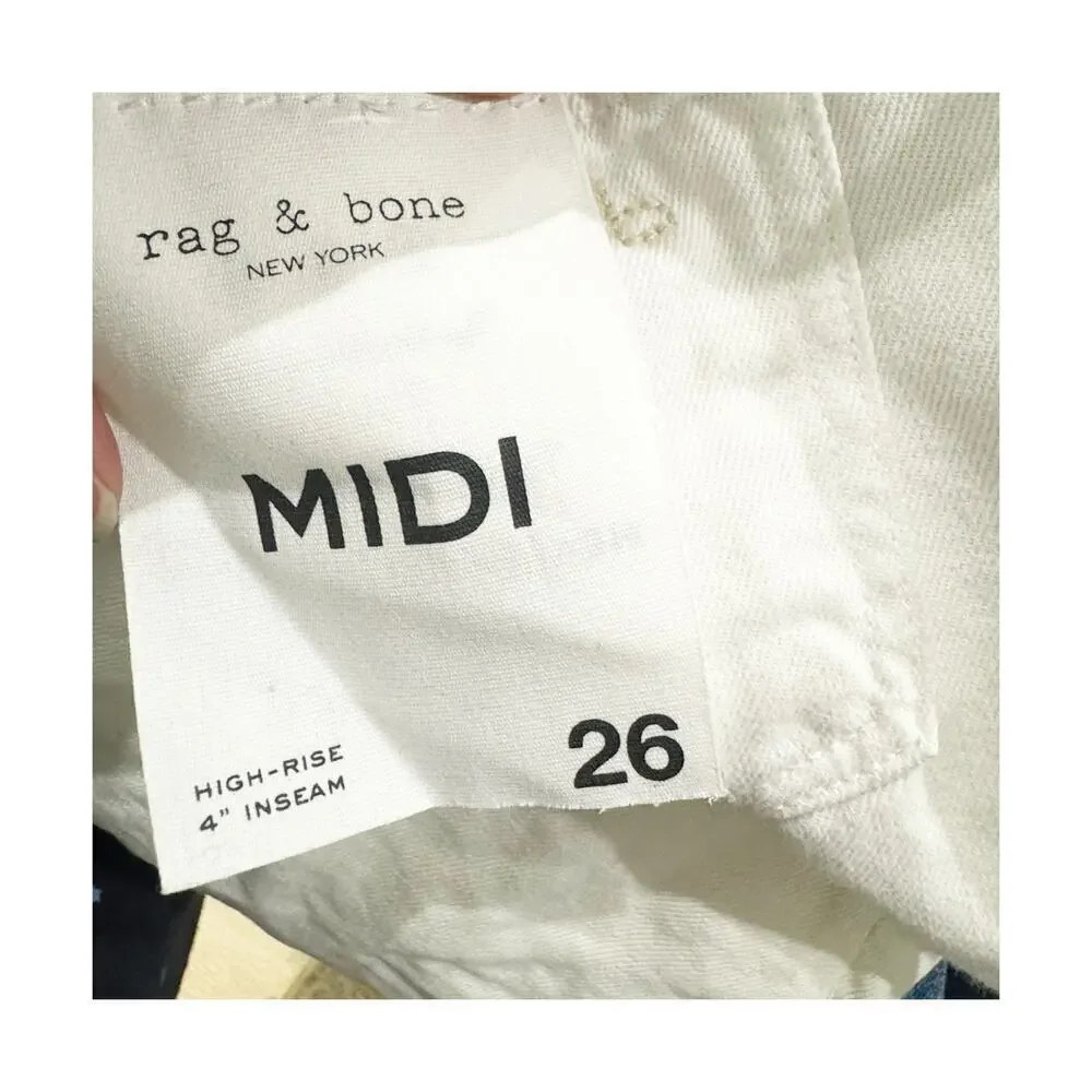 Rag & Bone Vintage Cut Off Jean Shorts Rigid Denim White Size 25 NWT